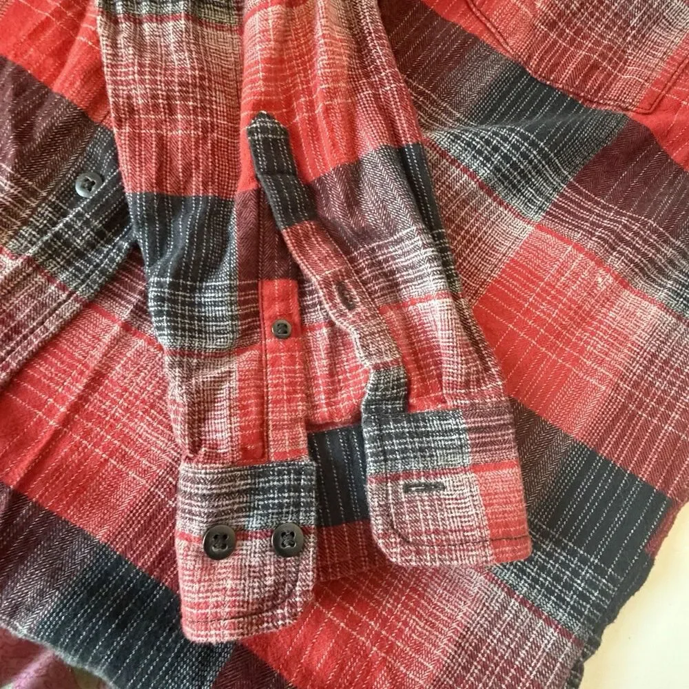 The North Face Arroyo Flannel Shirt Mens Large Red Black Plaid Heavyweight